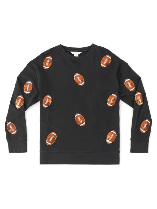 Football Black Sequin Sweatshirt