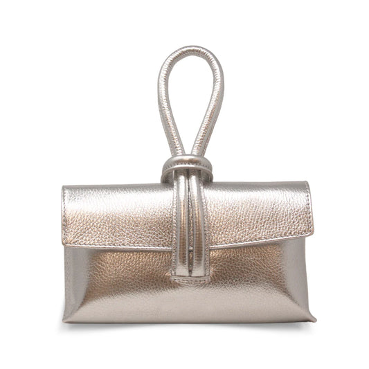 Dixie Leather Wristlet Bag - Silver