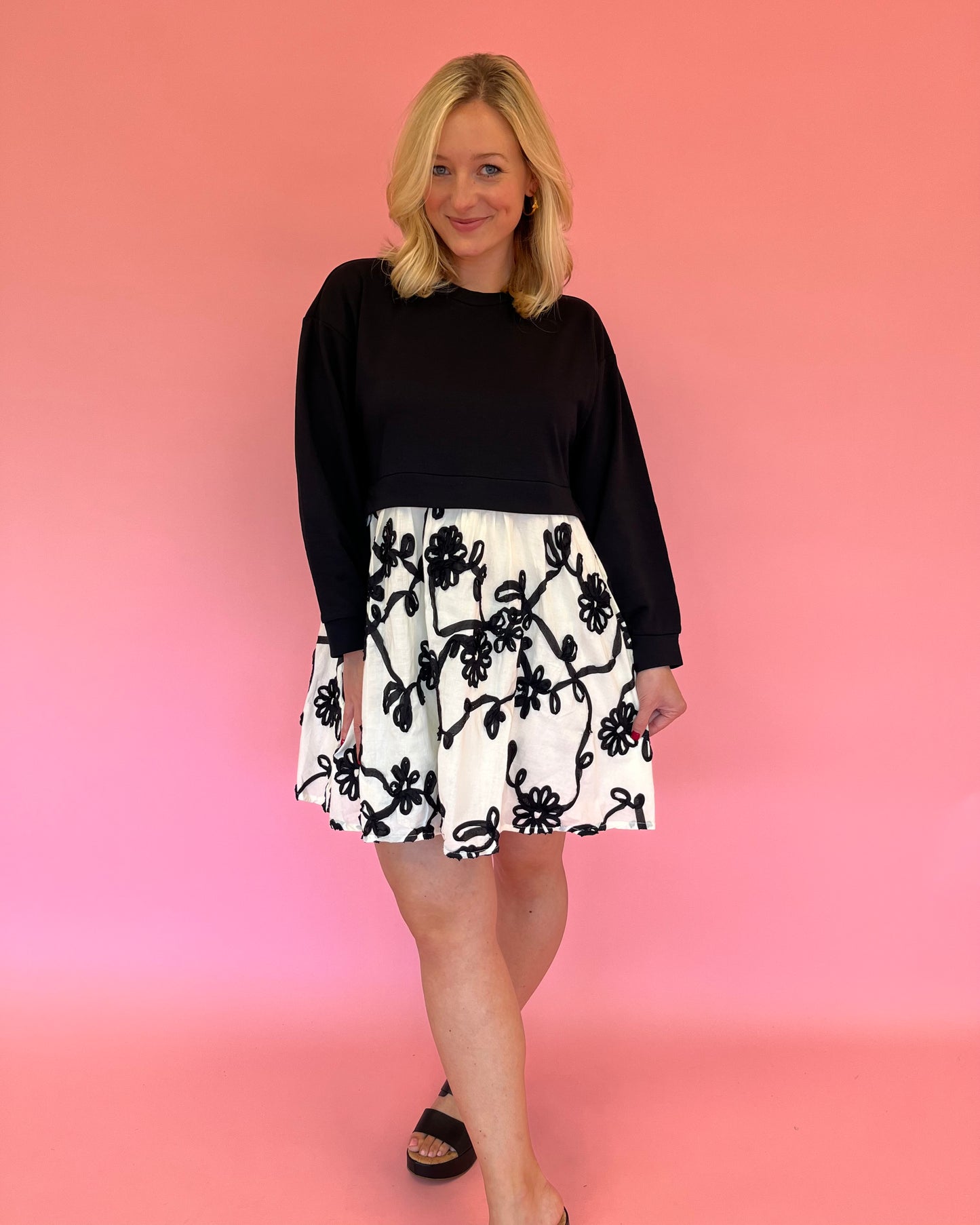 Margaret Black Floral Dress