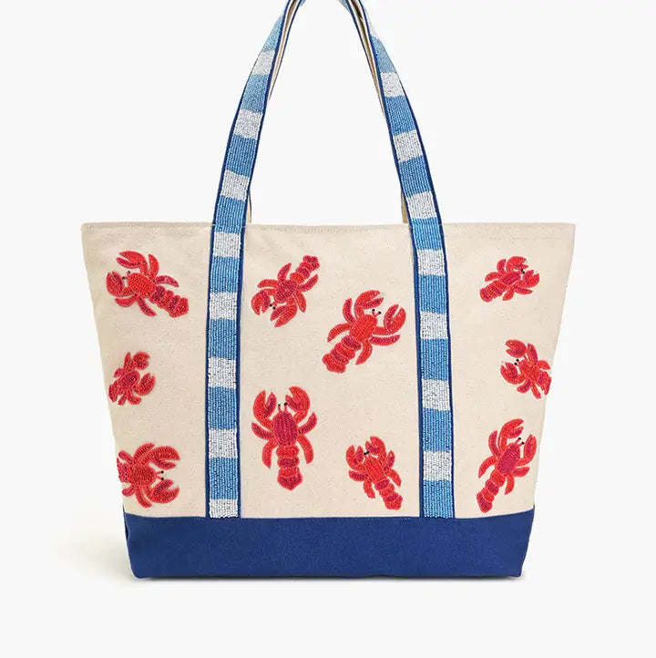 Lobster Beaded Tote Bag