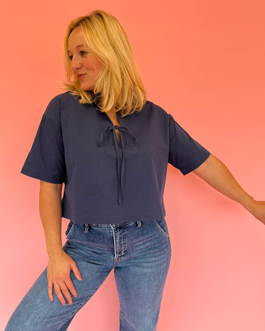 Dawson Navy Bow Front Top