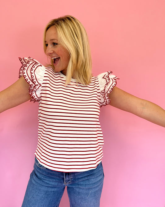 Lillian Red Stripe Top