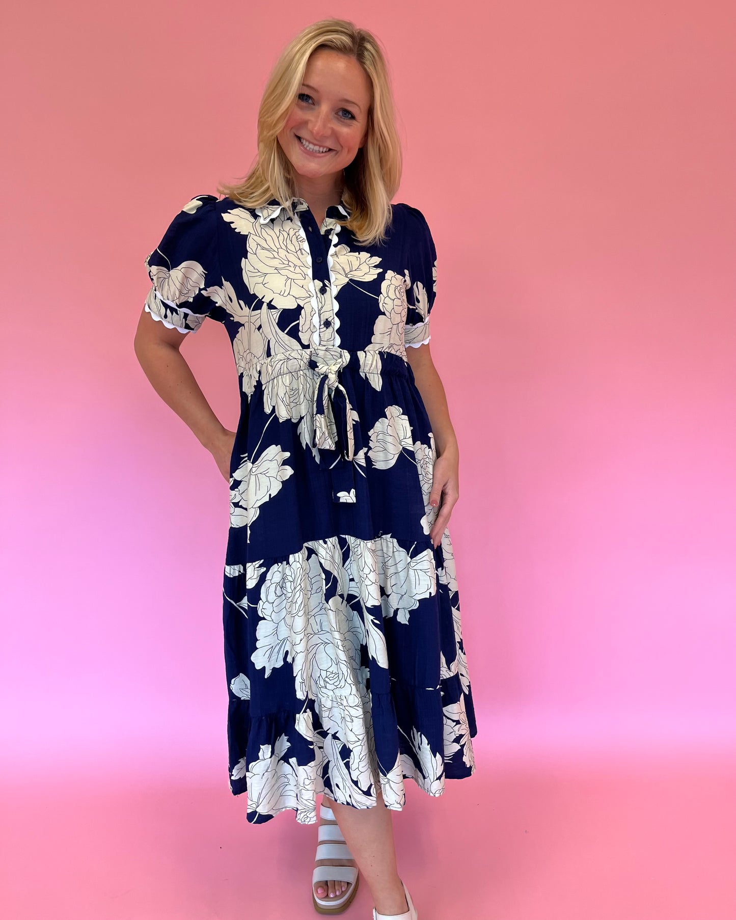 Brianna Navy Floral Dress