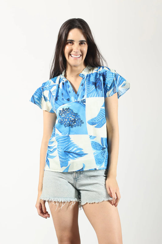 Quinn Blue Floral Top