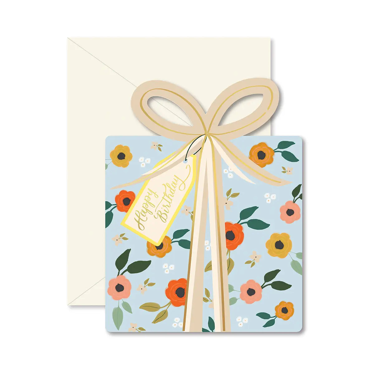 Blue Floral Birthday Gift Card