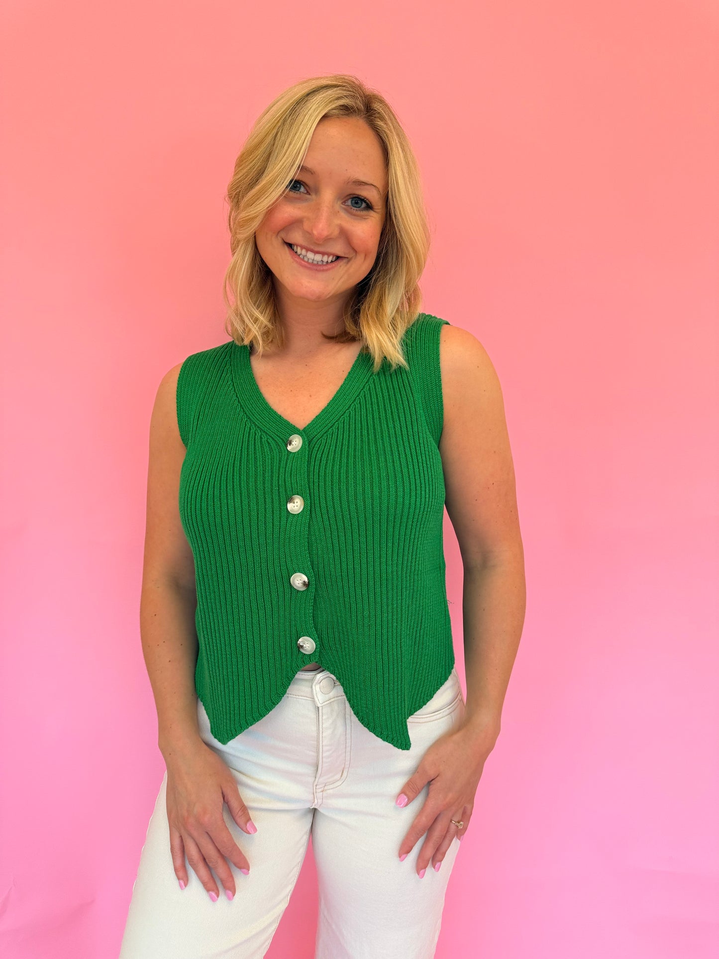 Bri Green Sweater Vest