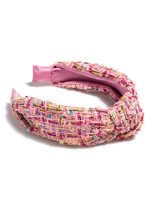 Pink Tweed Knotted Headband