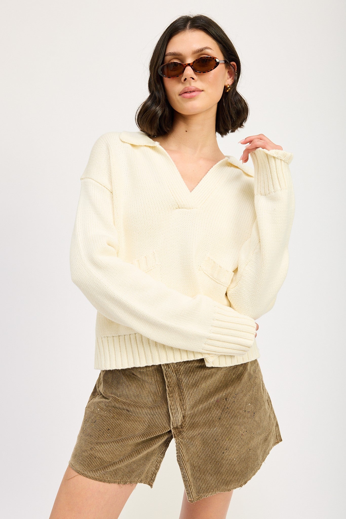 Allie Ivory Collared Sweater