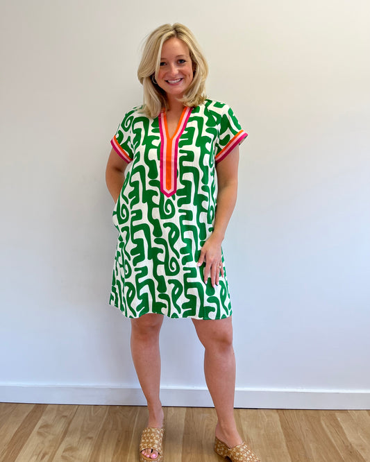 Georgette Green Pattern Dress