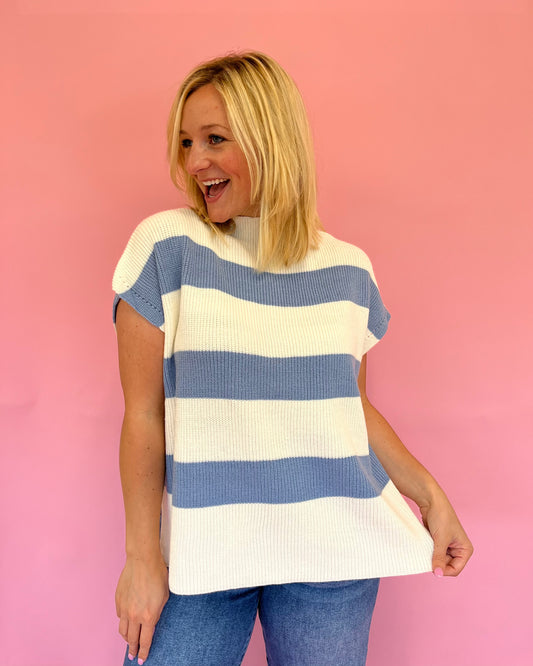 Hannah Blue Stripe Knit Top