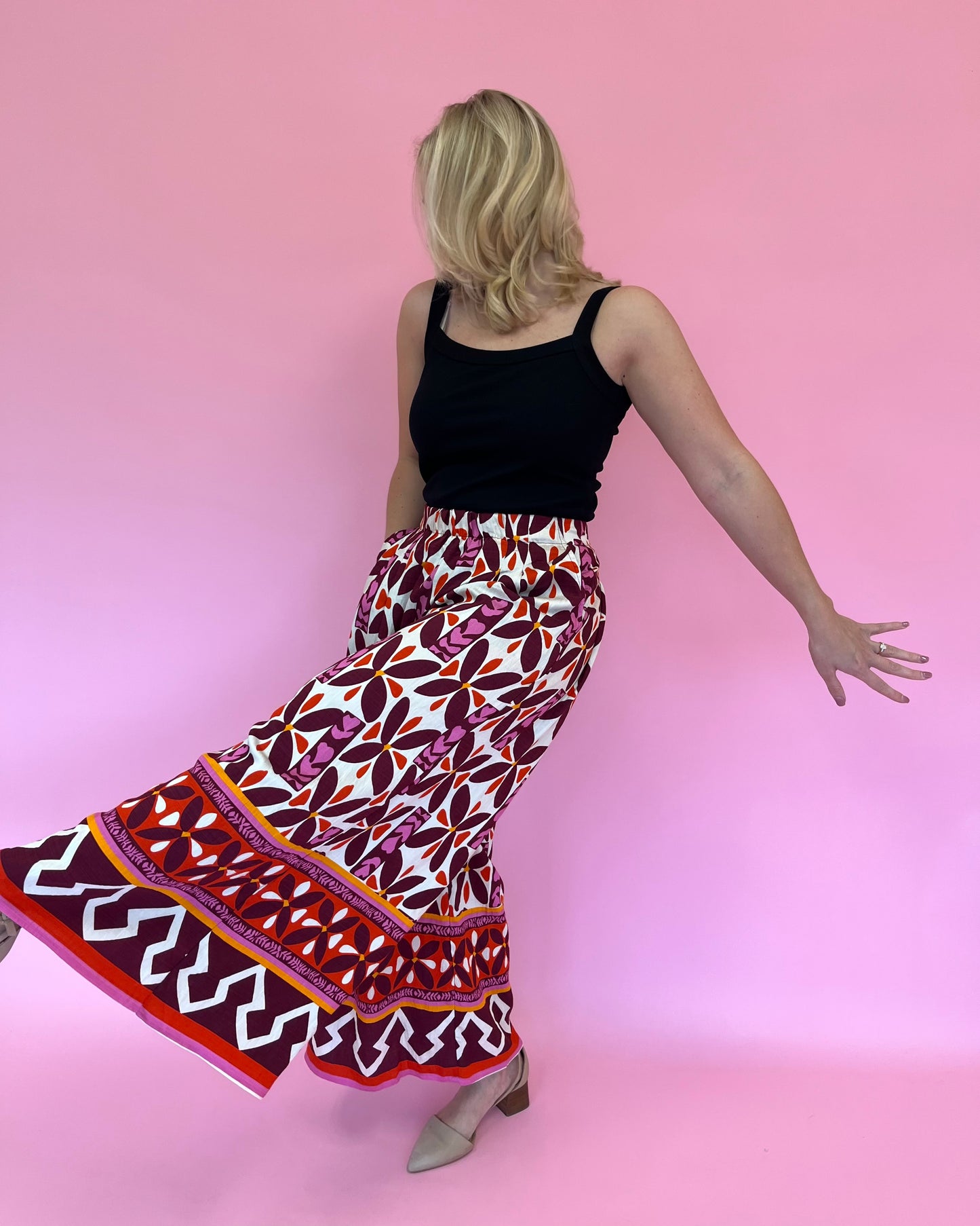 Maeve Burgundy Patterned Pants