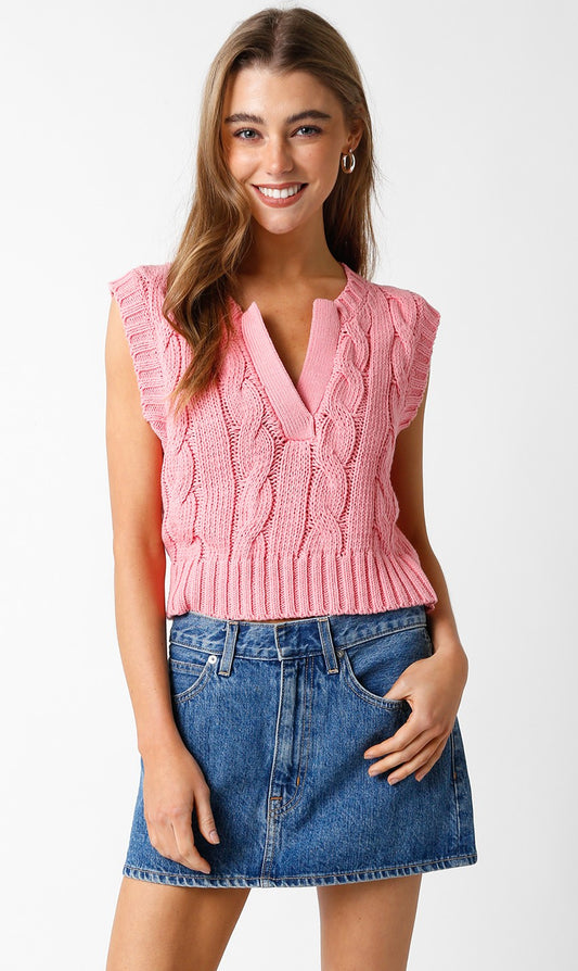 Lucy Light Pink Short Sleeve Sweater