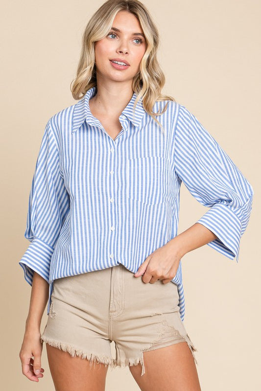 Riley Blue Stripe Button Down