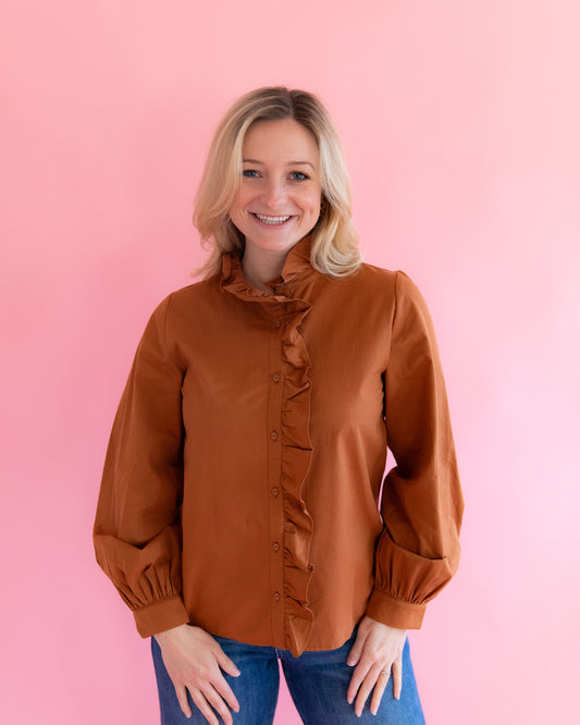 Brianna Caramel Ruffle Top