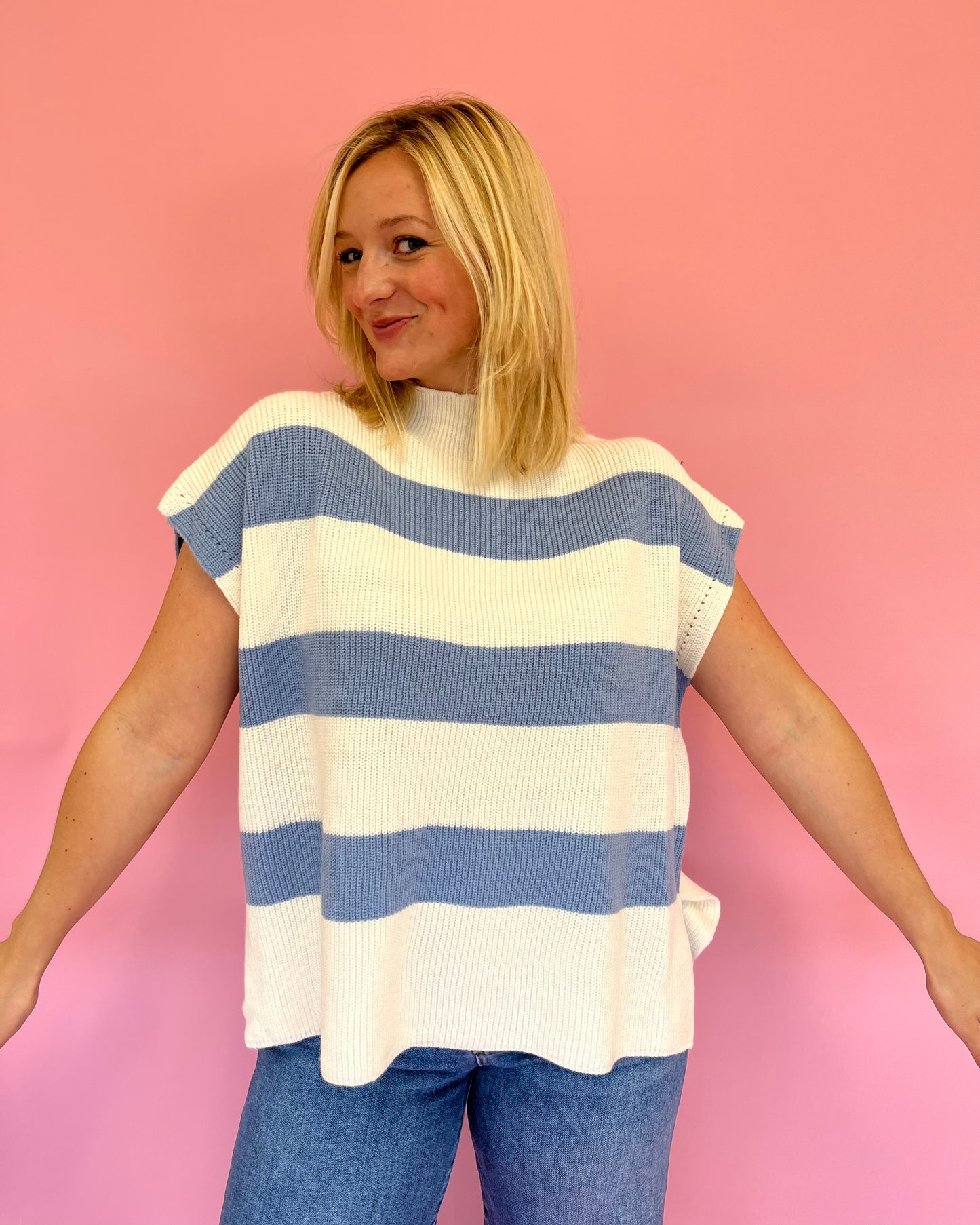 Hannah Blue Stripe Knit Top