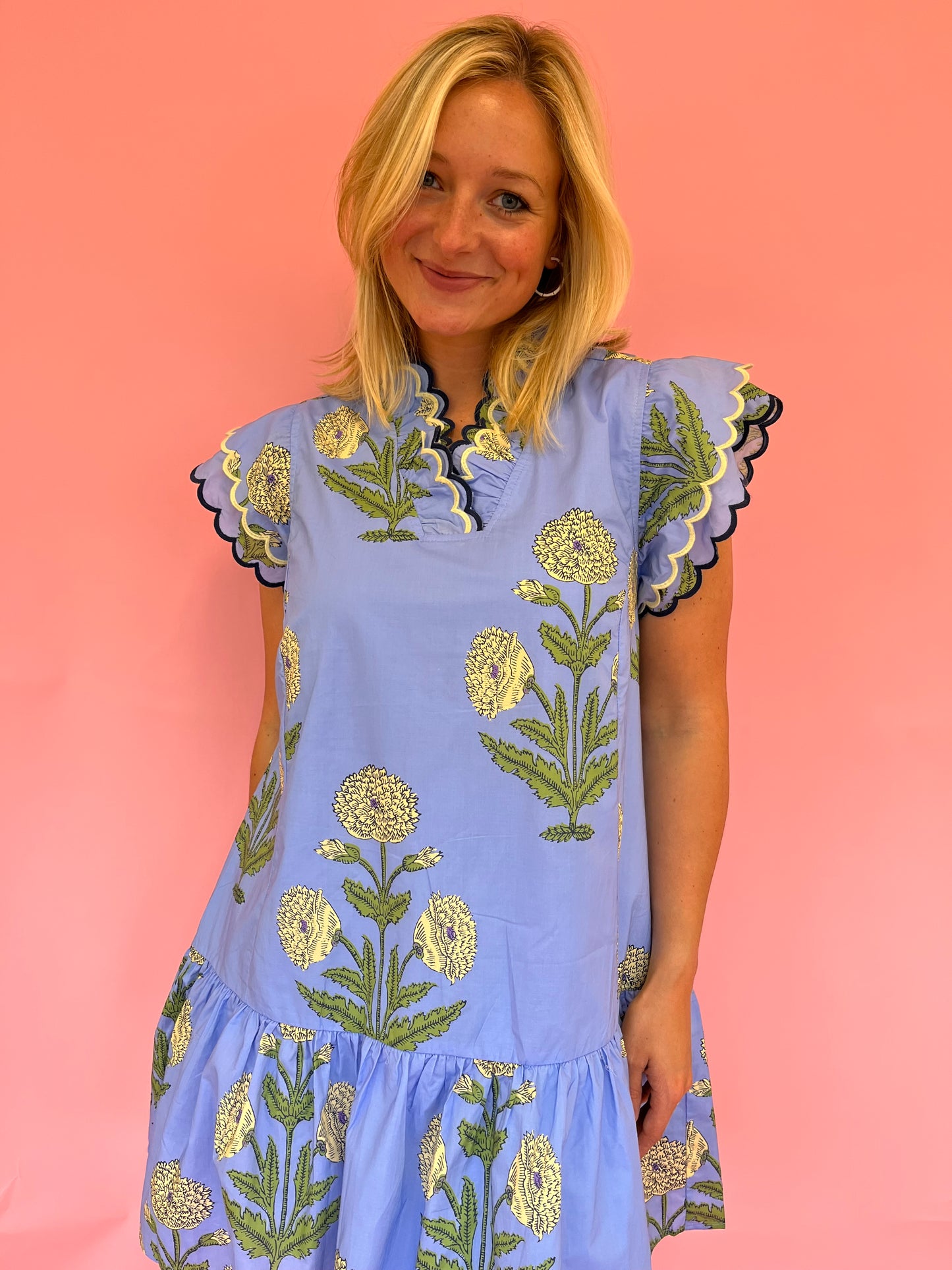 Rosie Periwinkle Block Print Dress