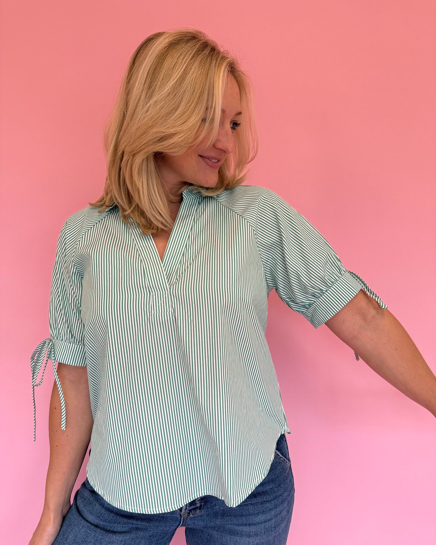 Lucy Green Stripe Top