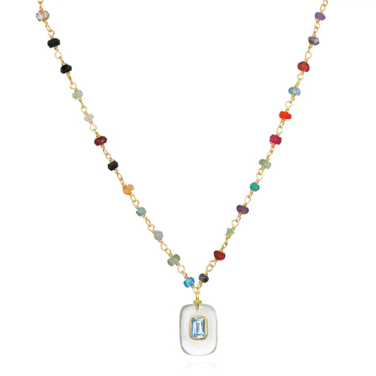 Rainbow Quartz and Topaz Charm Necklace