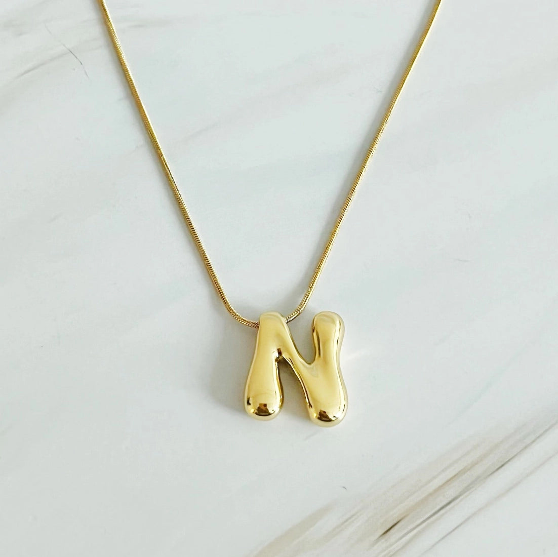 Bubble Gold Initial Necklace