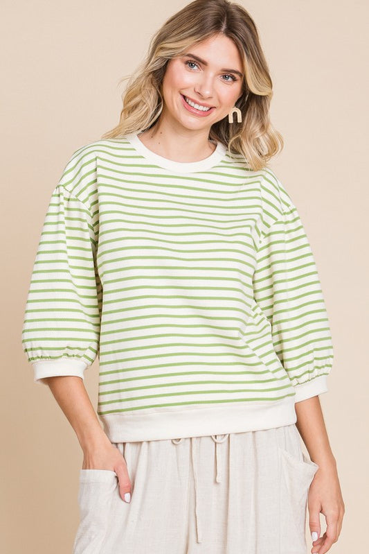 Avery Green Stripe Top