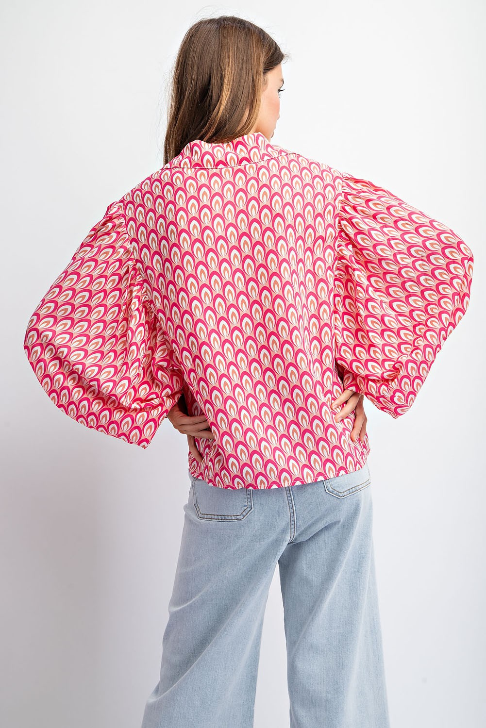 Evelyn Pink Bubble Sleeve Top