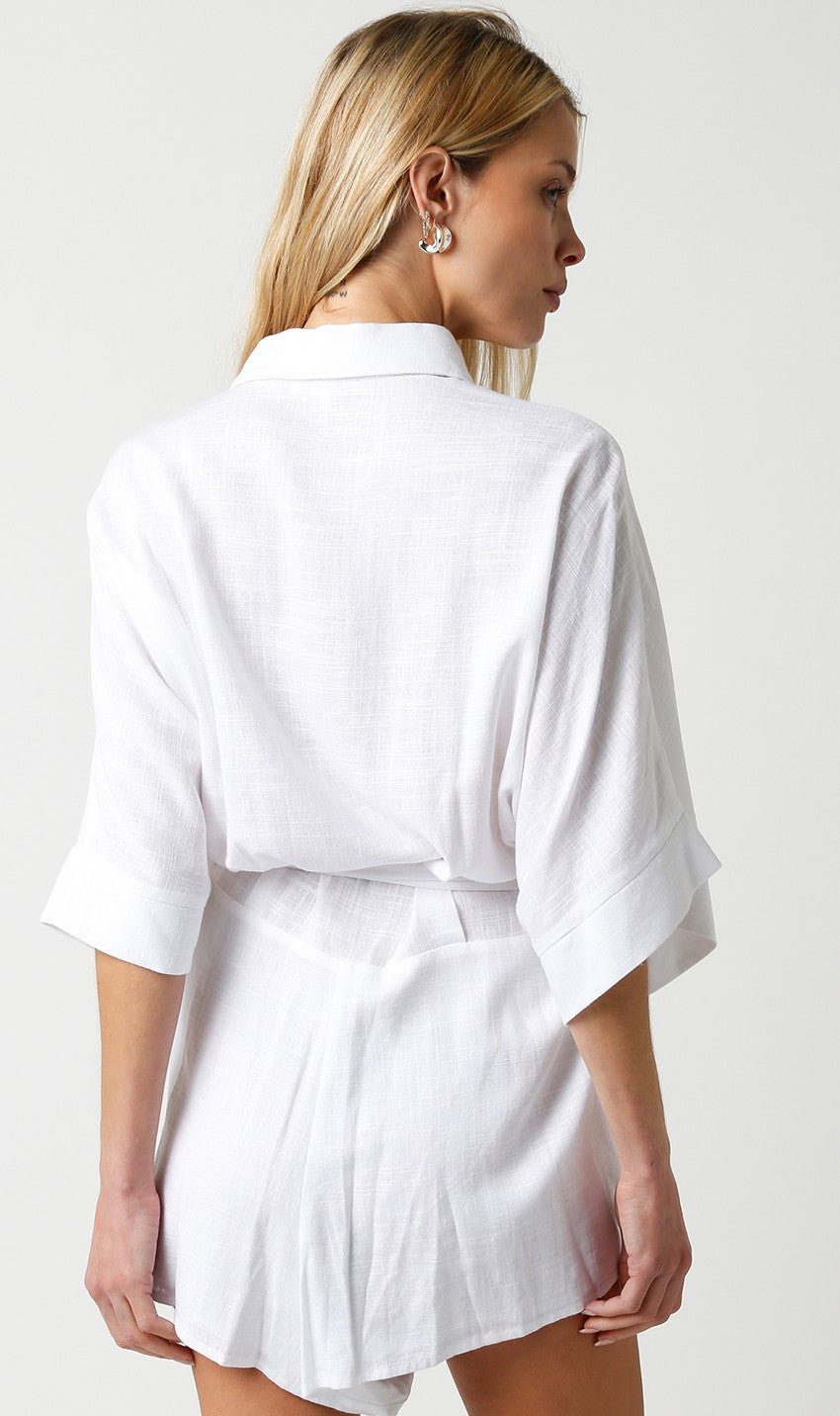 Florence White Linen Romper