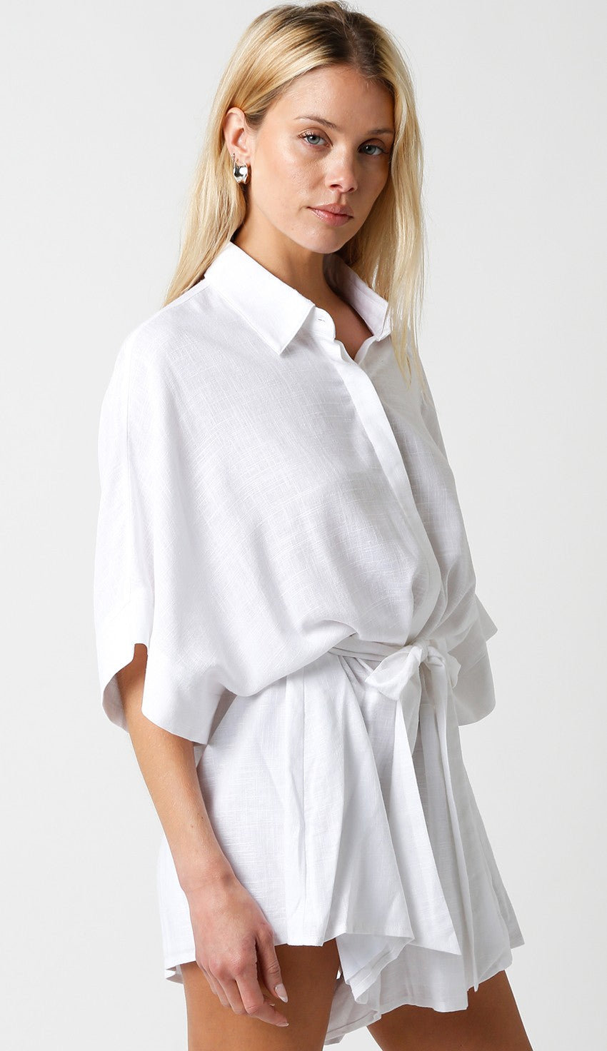 Florence White Linen Romper