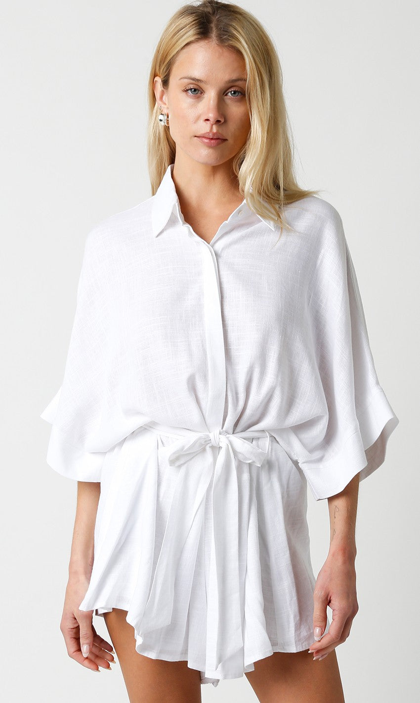 Florence White Linen Romper