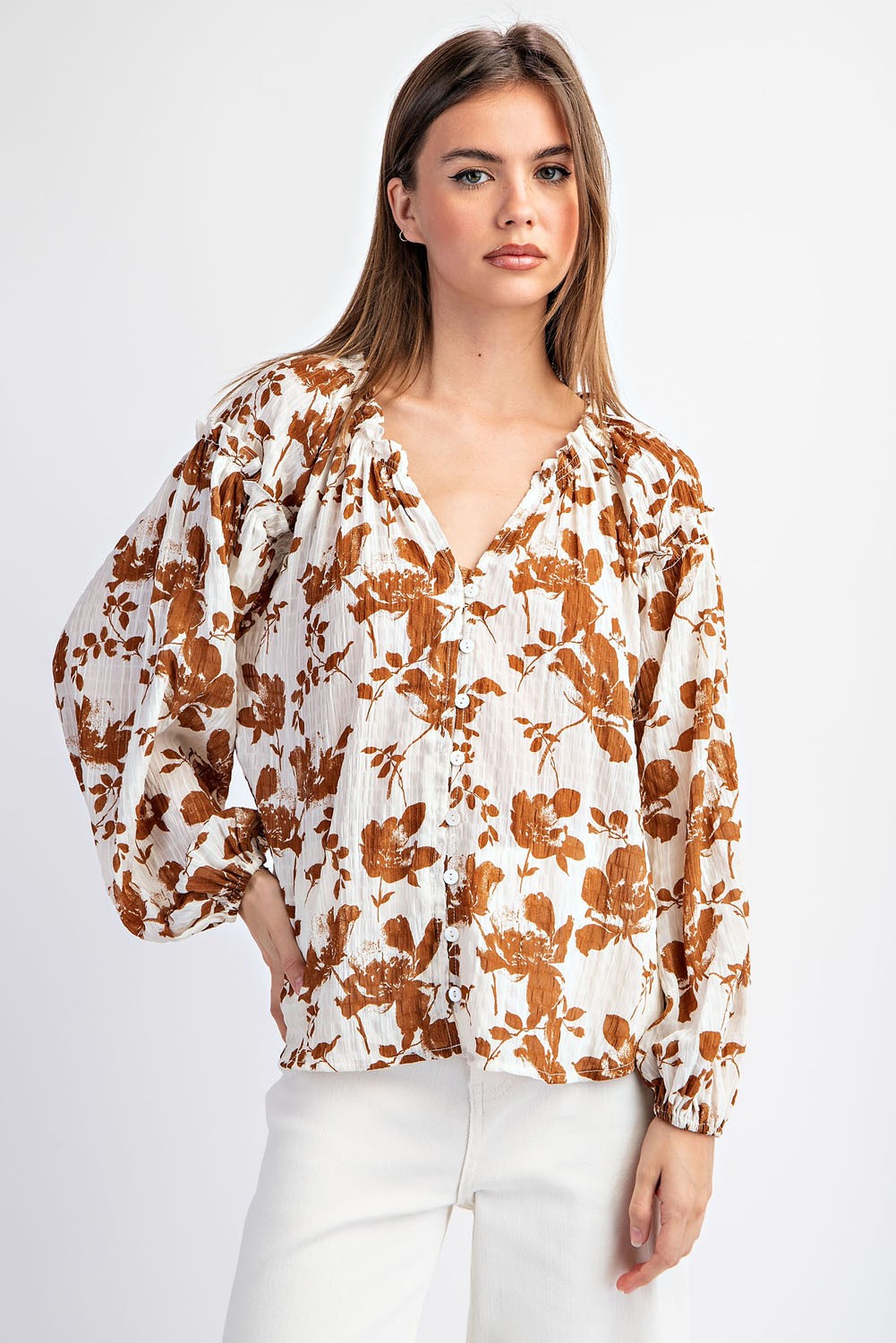 Kari Brown Floral Top