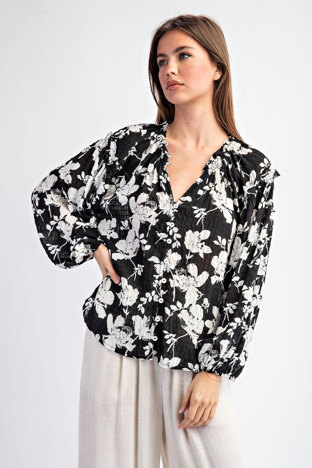 Kari Black Floral Top