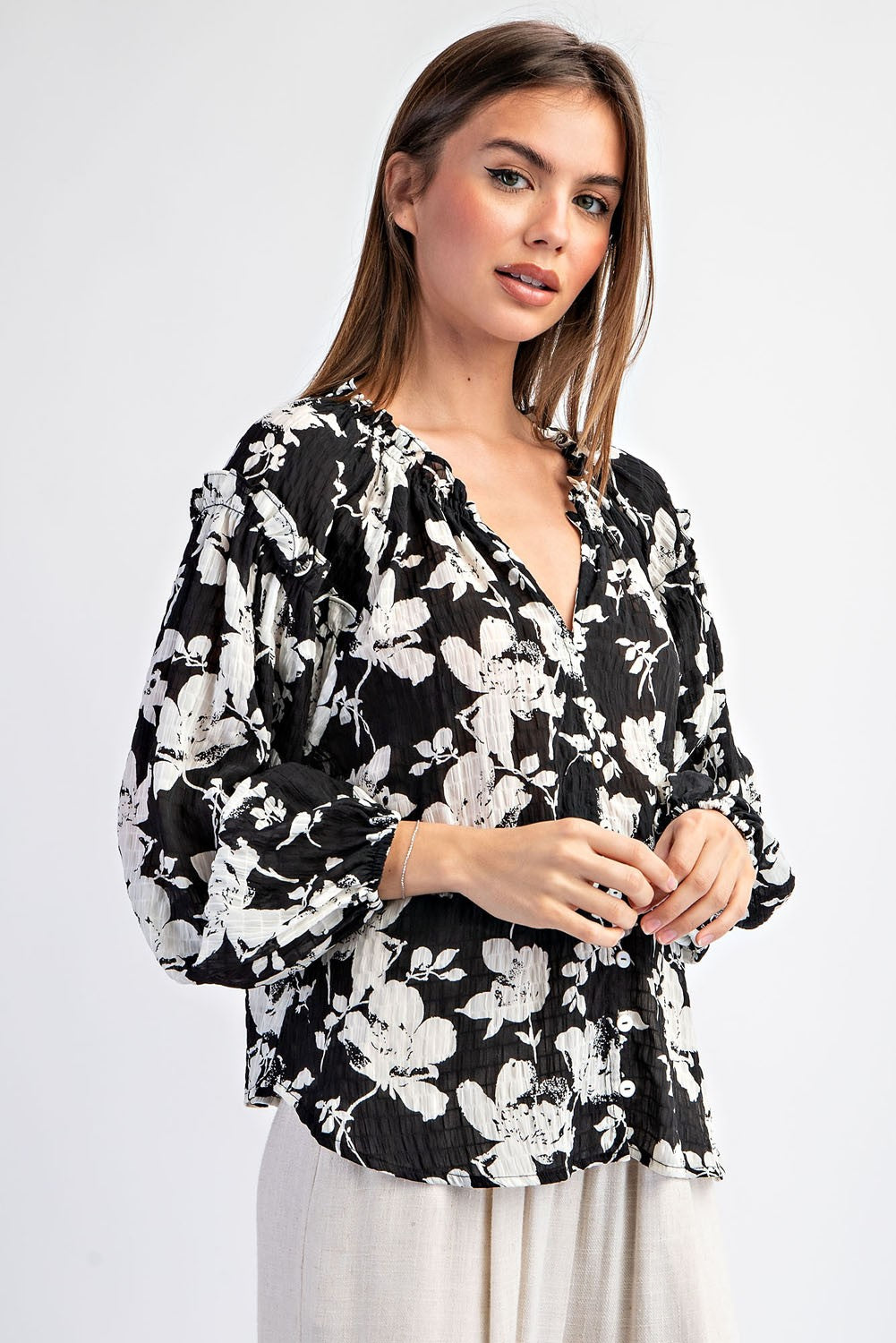 Kari Black Floral Top