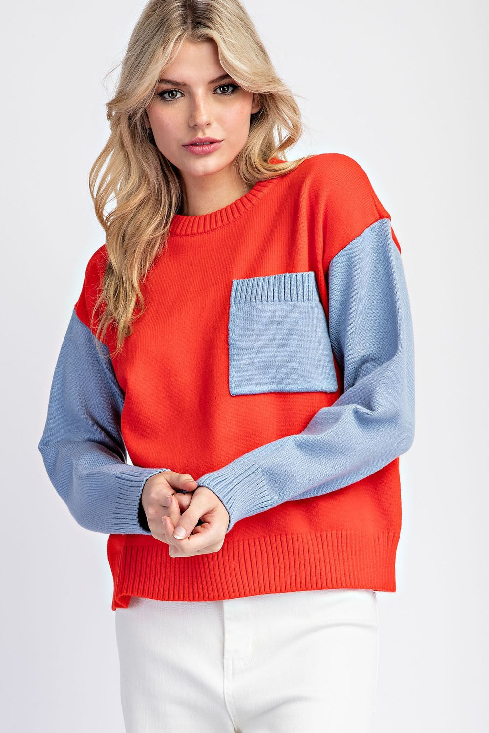 Blake Red Color Block Sweater