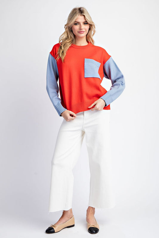 Blake Red Color Block Sweater