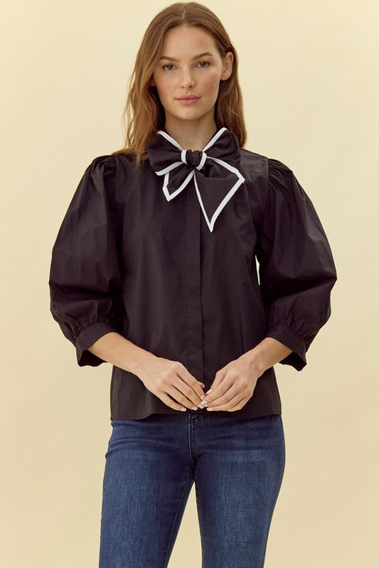 Jane Black Bow Button Down