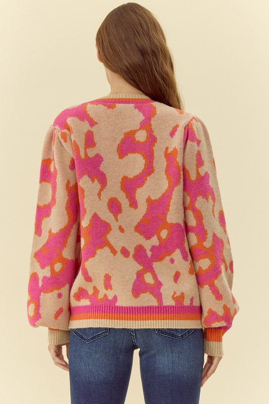 Donna Pink Patterned Sweater