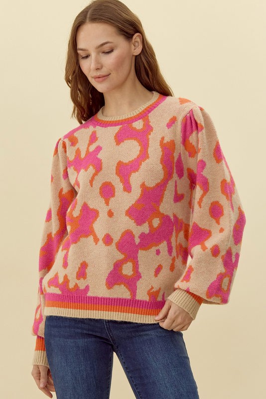 Donna Pink Patterned Sweater