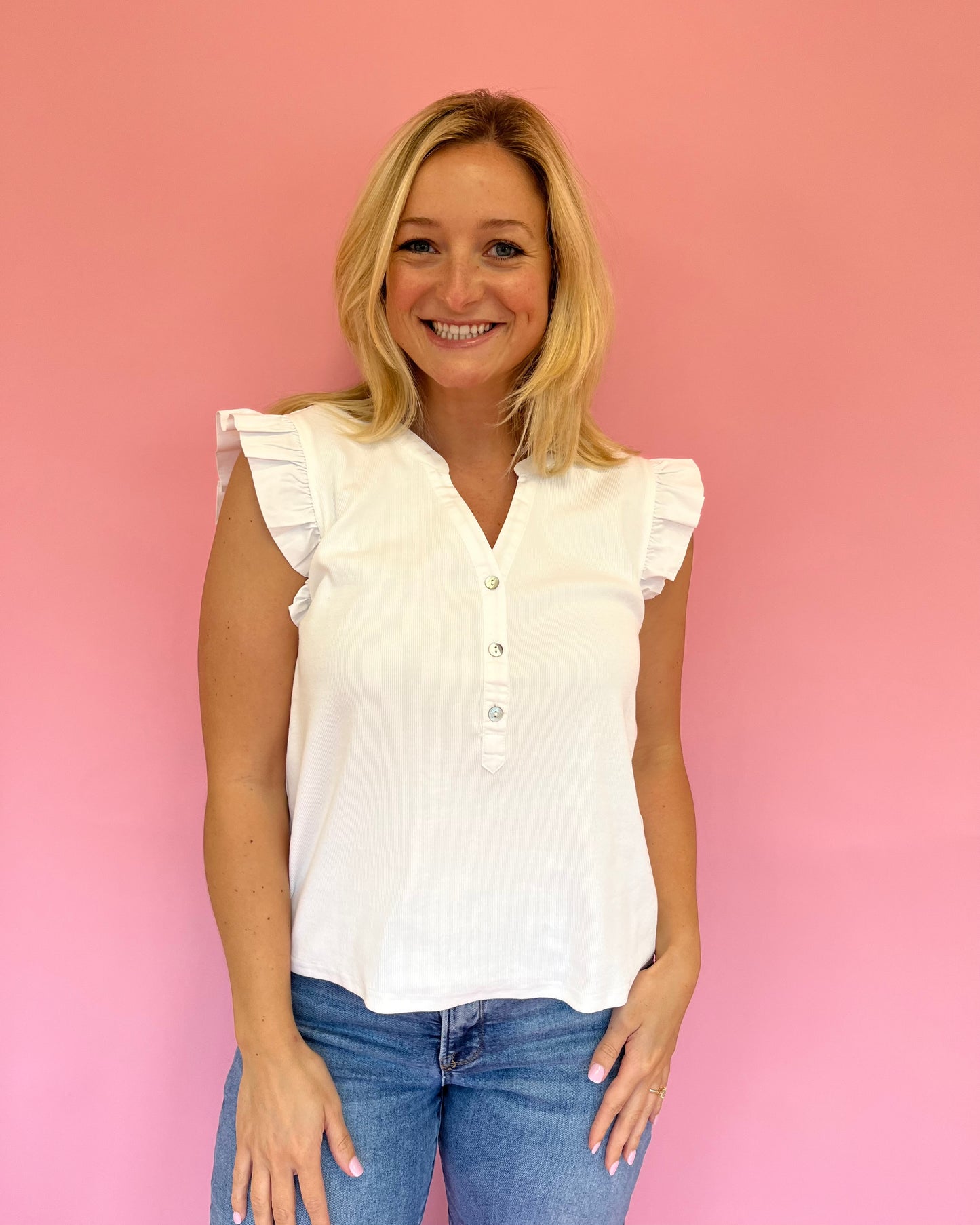 Amelia White Ribbed Top