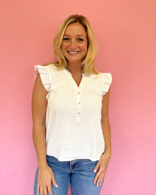 Amelia White Ribbed Top