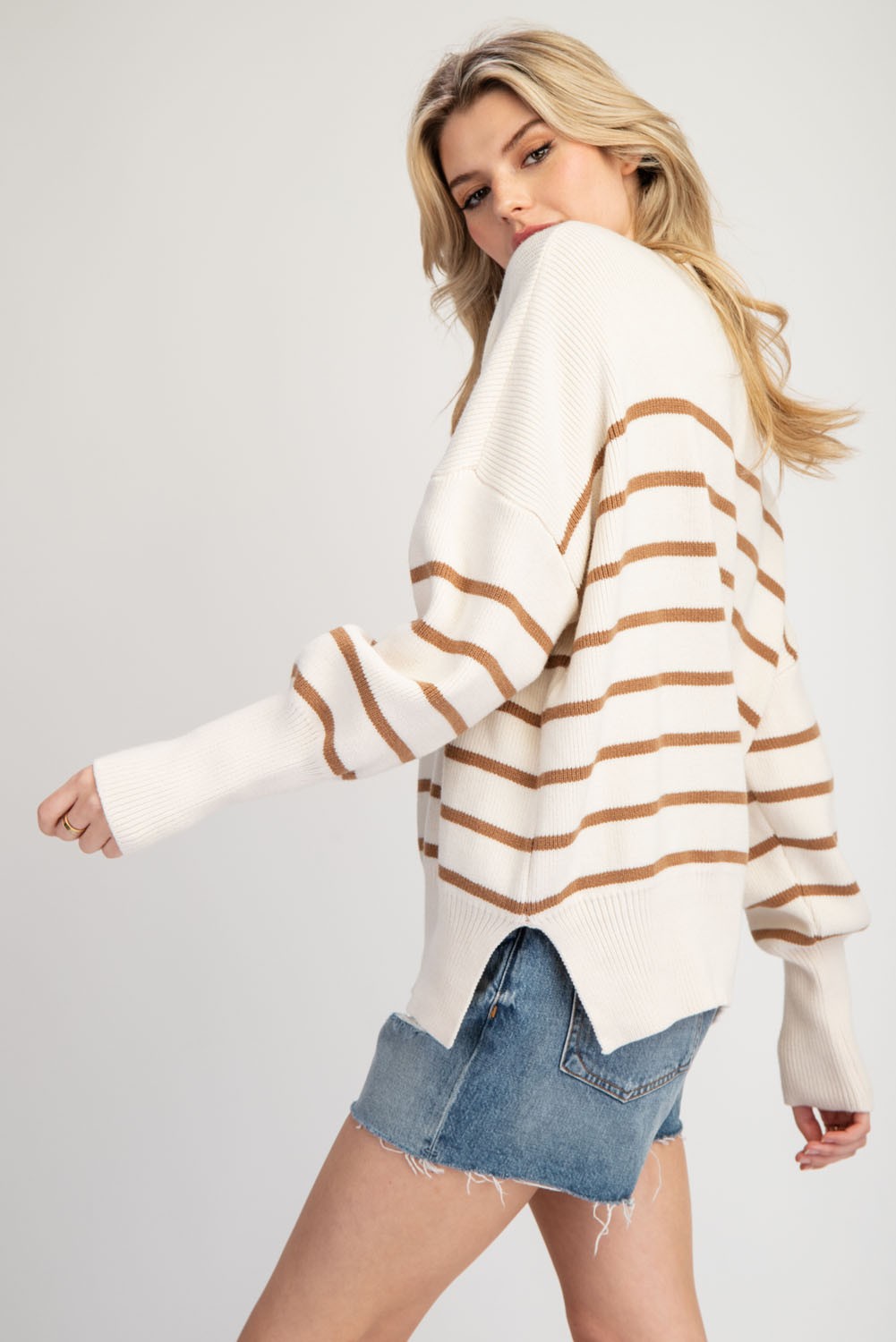 Becky Oatmeal Stripe Sweater