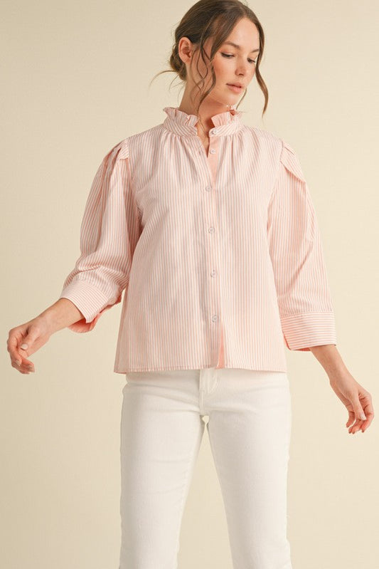 Bridget Blush Stripe 3/4 Sleeve Top