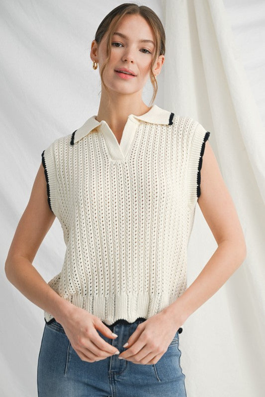 Brooke Beige Knit Top