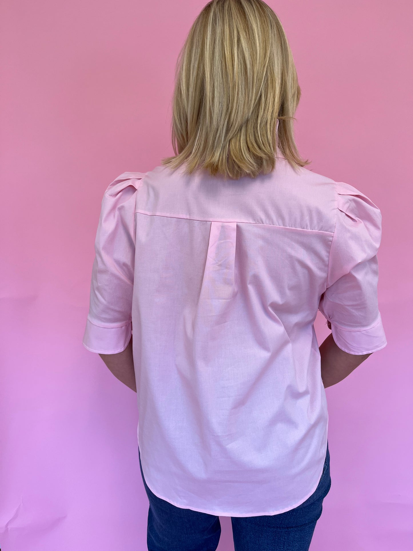 Jodie Pink Ruffle Collar Top