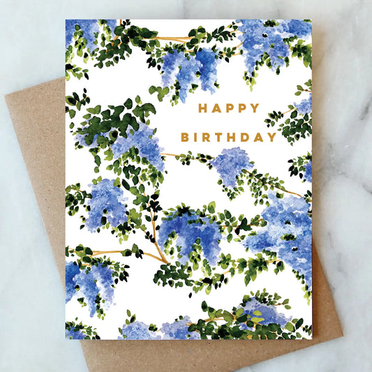 Blue Floral Birthday Card