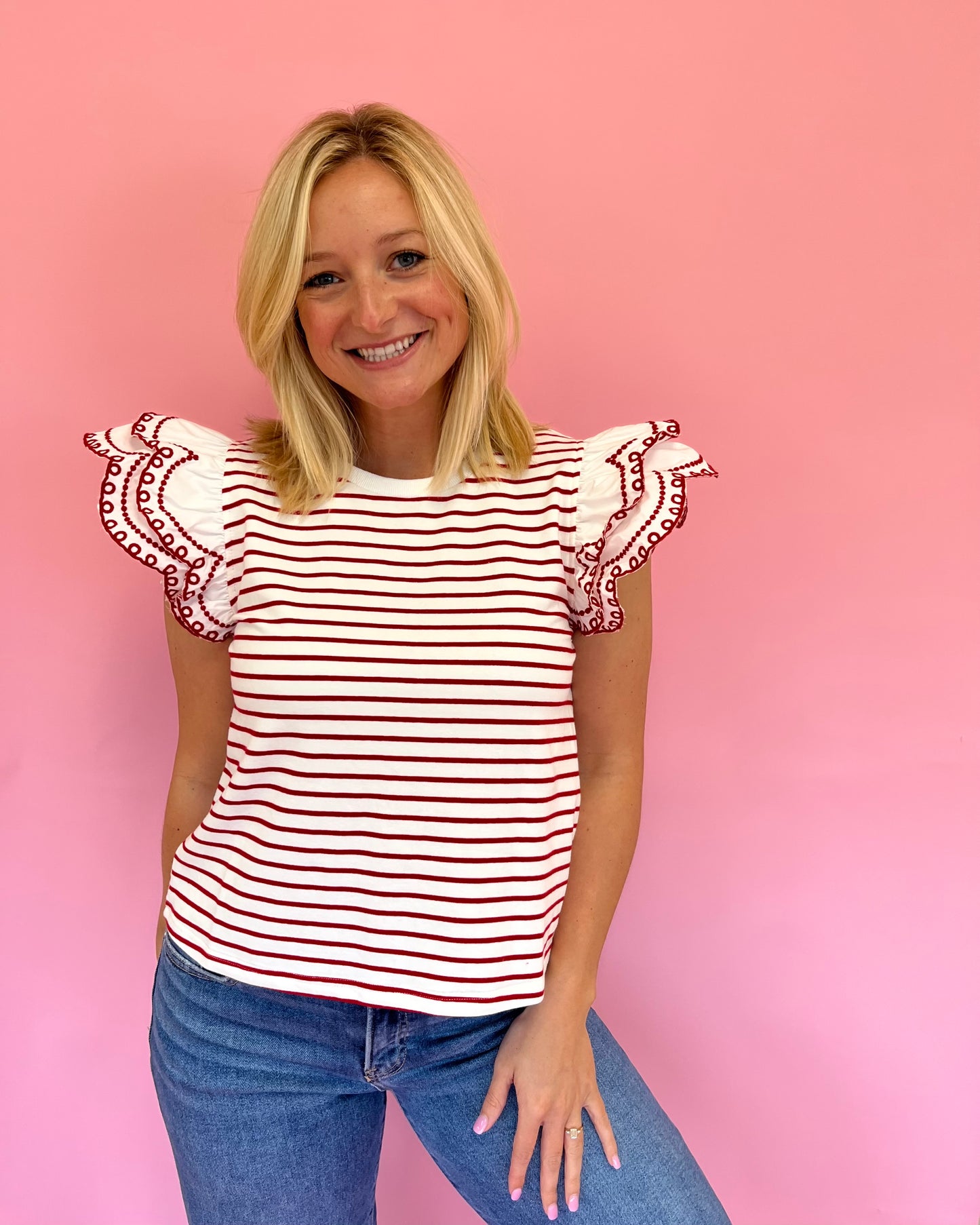 Lillian Red Stripe Top