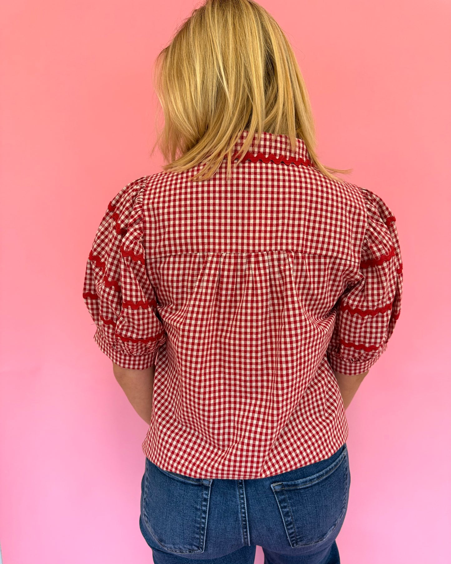 Amy Red Gingham Top