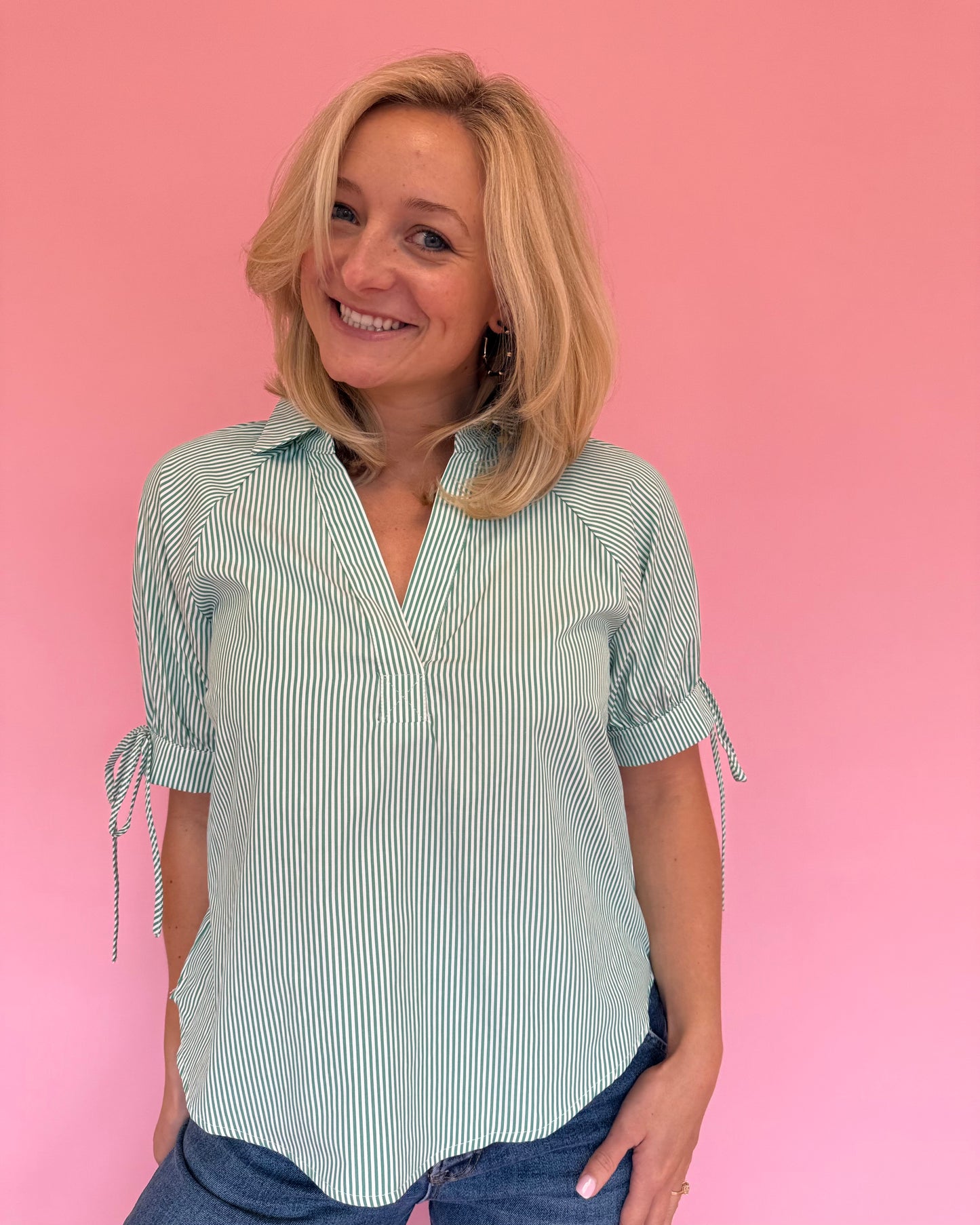 Lucy Green Stripe Top