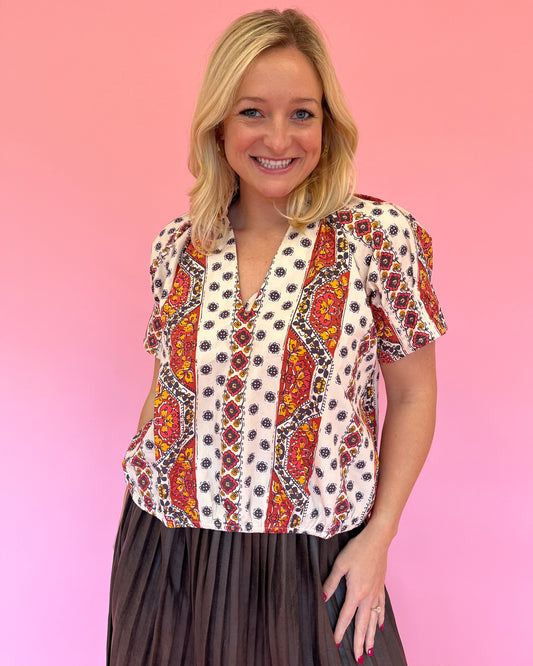 Merritt Crimson Mosaic Top