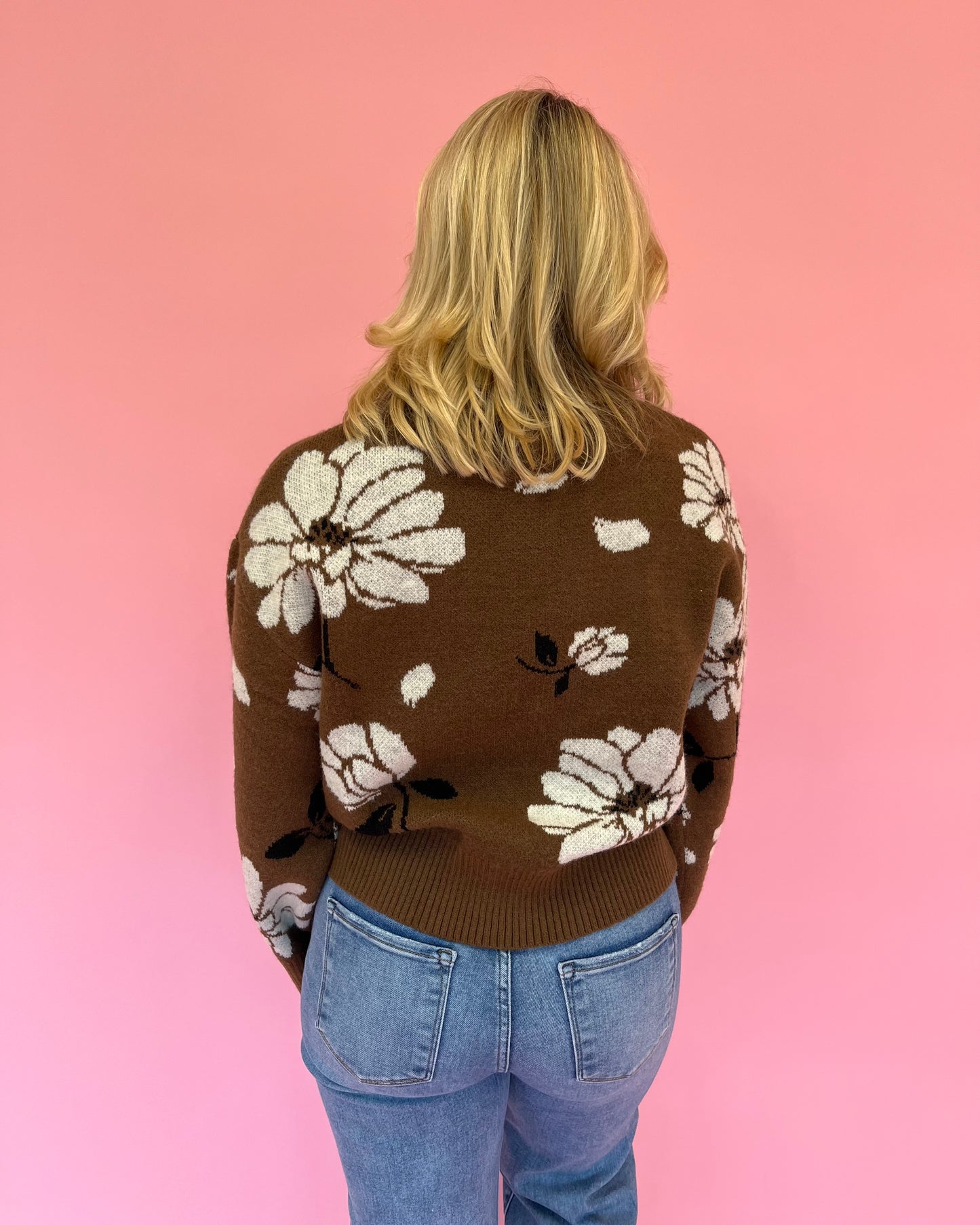 Bailey Brown Floral Knit Sweater
