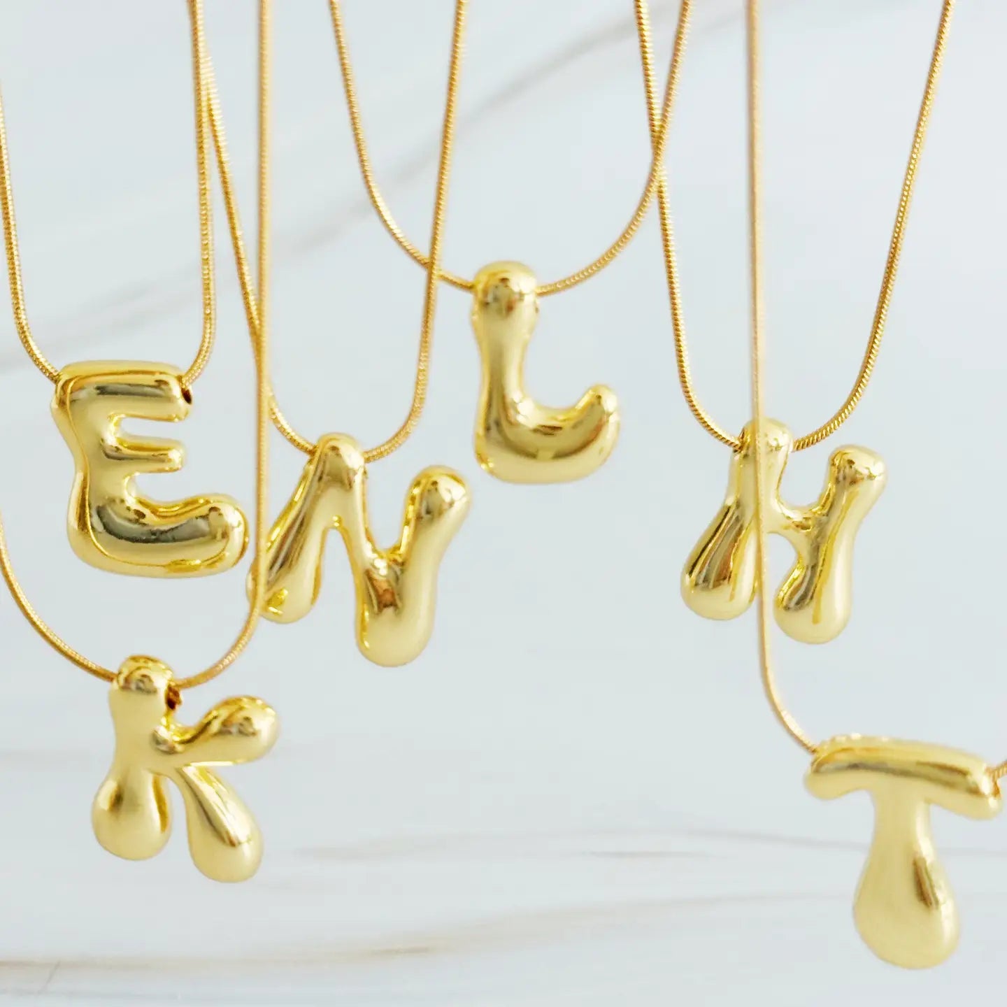 Bubble Gold Initial Necklace