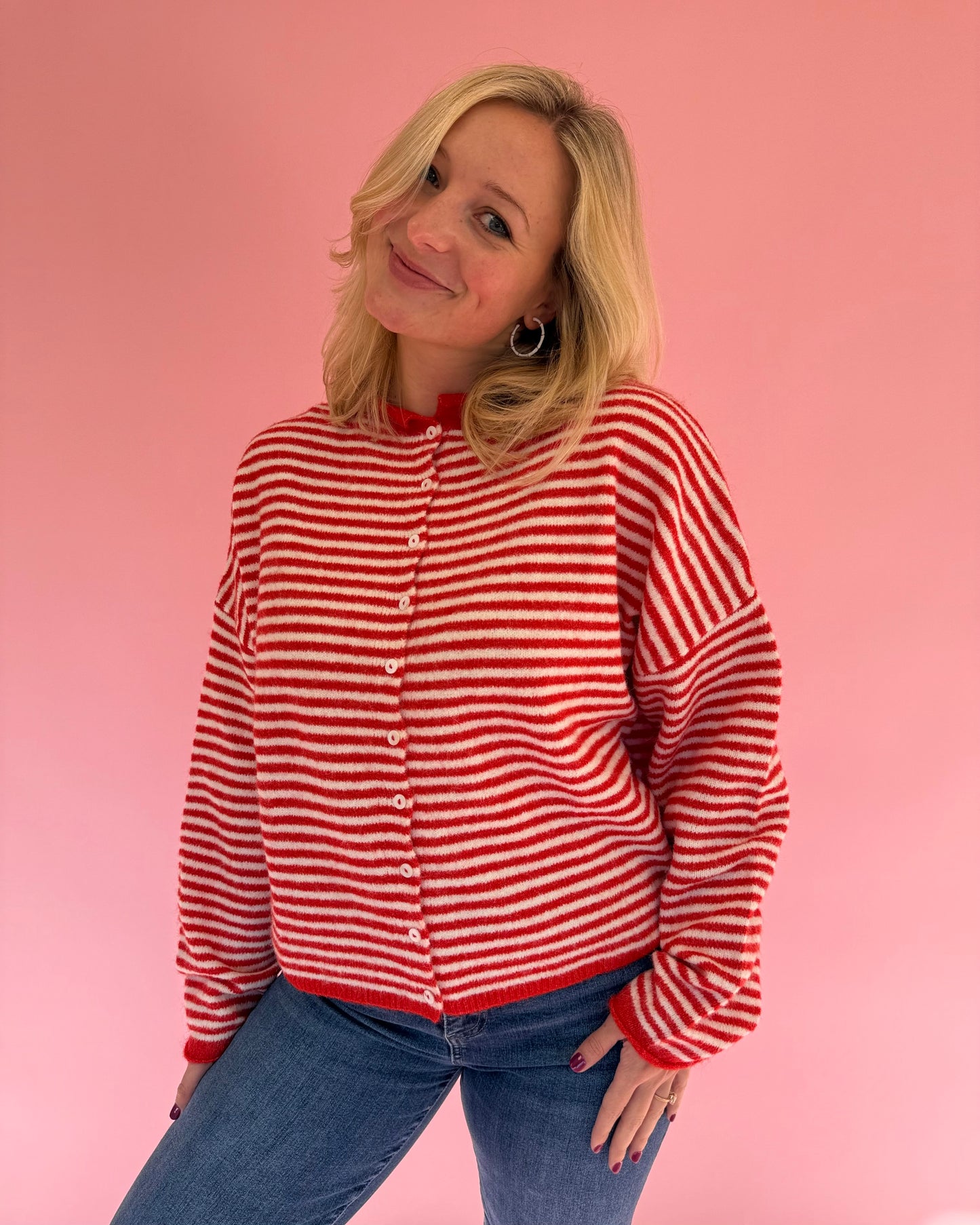 Lainey Red Stripe Cardigan